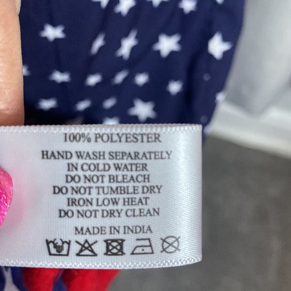 America & Beyond Women’s MIDI Dress Stars & Stripes Adjustable Straps sz L NWT - Picture 7 of 7